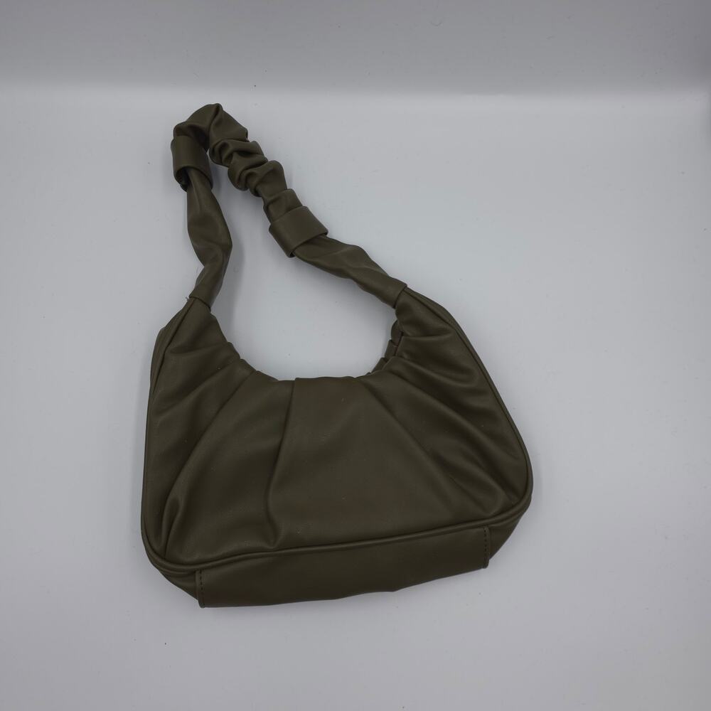 Olivia & Kate New York Olive Green Ruched Crescent Hobo Shoulder Bag